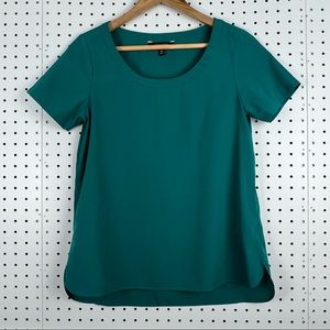 Banana Republic Outlet Women's Short Sleeve Silky Blouse Top Size XS Teal Office